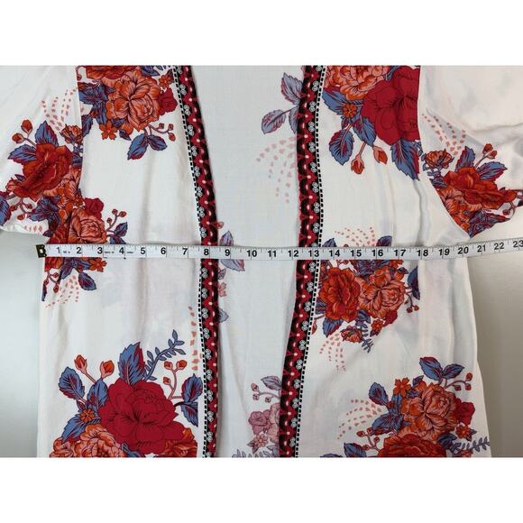 Flying Tomato Womens Floral Kimono SZ M L Cover Up Cruise Vacation Beach Duster - Picture 7 of 11